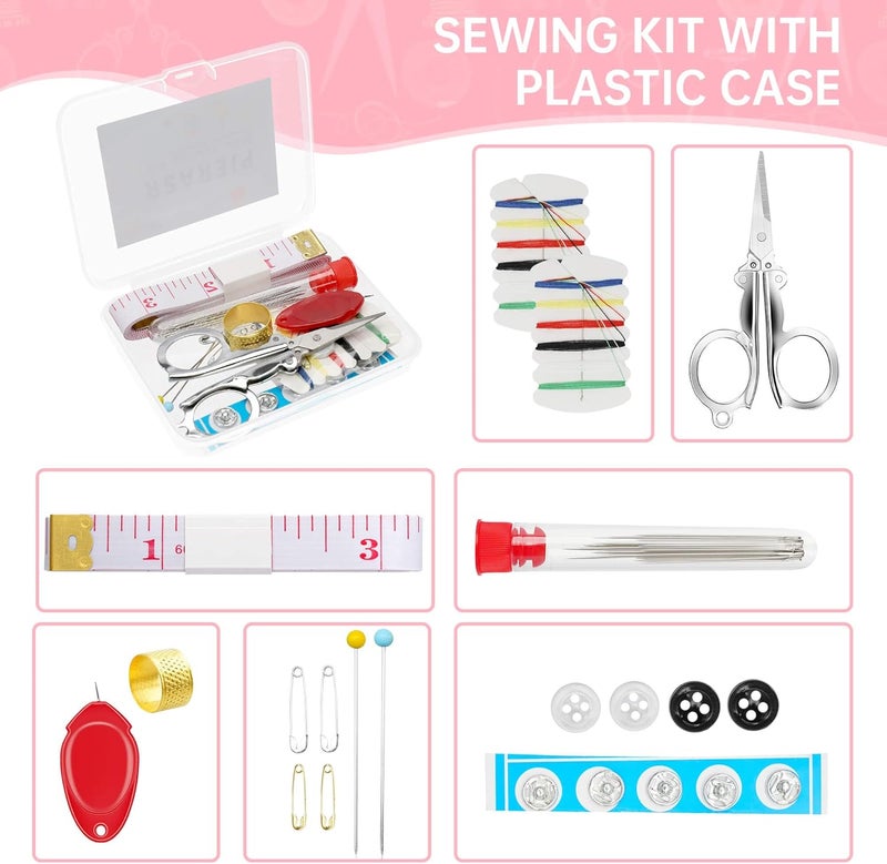 PJERASR Min Sewing Kit, Travel Sewing Kit with Multi-Color Threads, Scissors, Needles, Buttons, Portable Emergency Sewing Tool Set with Storage Case, Adults Sewing Repair Kit for Craft Supplies - Image 3